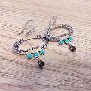Silpada Sterling Silver Turquoise Smoky Quartz Dangle Earrings W2135